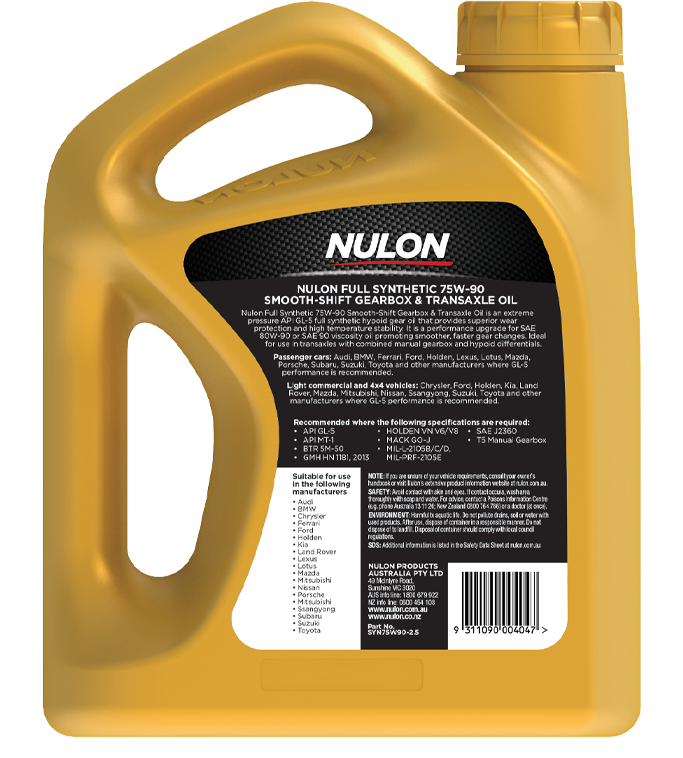 Full Synthetic 75W-90 Performance Manual, Transaxle Oil (SYN75W90)